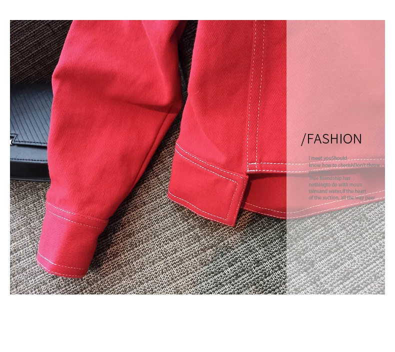 Mishow Весенняя красная женская джинсовая куртка MX17C6423