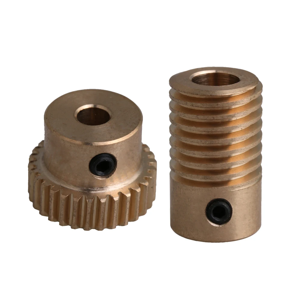 CNBTR 0.5 Modulus 30 Teeth Brass Worm Gear Wheel & 6mm Hole Dia Worm
