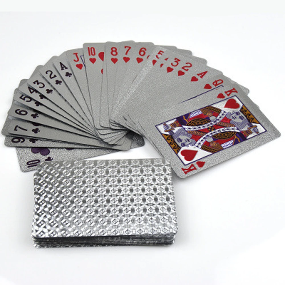Серебряная фольга покерные креативные модели водонепроницаемые цветные пластиковые покерные любимые игральные карты золото
