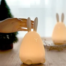 Kawaii Mi Rabbit потрепанный силиконовый светодиодный светильник, ночник с разноцветным сенсорным датчиком, лучший подарок для детей, Детский Светильник