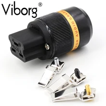 Viborg Pure Copper Rhodium Plated 20A IEC Connector HIFI AC 20A Female Plug viborg 99 998% pure copper 3p male female xlr plug connector jack hifi audio mic cable balance adapter 24k gold rhodium plated