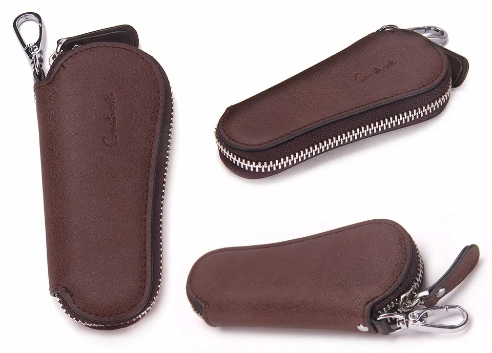 Stylish Leather Zippered Keychain