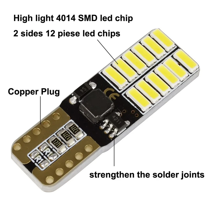  Car Auto w5w T10 Canbus 24 smd Led Lamp for License Plate Position Parking Trunk Reading Lights 194 W5W 9-30V non polarity.02