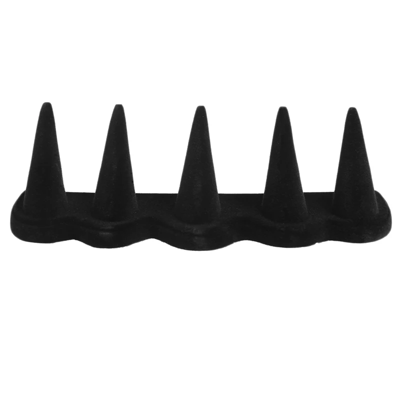 

5 Finger Black Velvet Jewelry Ring Display Stand Holder Showcase Organizer New
