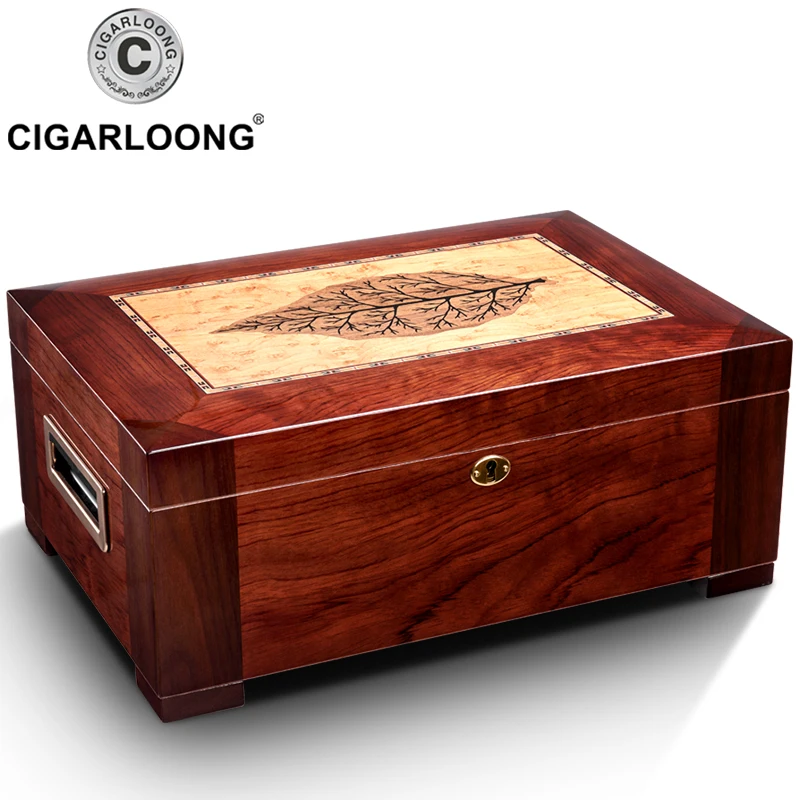 

Cedar Wood Cigar Humidor Box Yellow Moisturizing Humidor Cabinet Cigar Case With Hygrometer Humidifier HH-1904