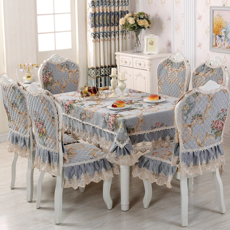  Proud Rose Chenille Table Cloth European Dining Table Cover Chair Cushion Cover Round Tablecloths