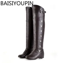 Г. осенне-зимняя кожаная обувь, изготовленная под заказ сапоги до колена женские сапоги с пряжкой на ремешке, большие размеры 43, 46, 47 женские ботинки