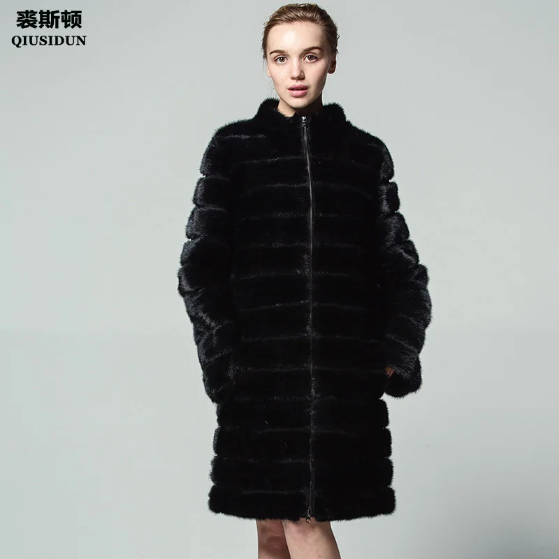 Шуба женская QIUSIDUN черная шуба из меха норки|mink fur coat|mink coat furfur mink coats |