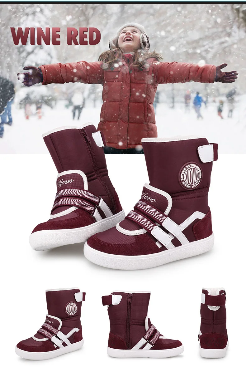 UOVO новые любимые детские ботинки модные зимние ботинки детская спортивная обувь красивые короткие ботинки для девочек с Европейским размером#26-39
