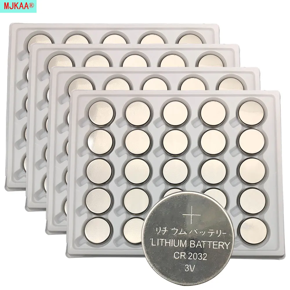 100pcs 3V CR2032 Lithium Button Cell Battery BR2032 DL2032 ECR2032 CR2032 Button Coin Cell Battery for