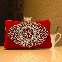 Красный вельвет, женские вечерние сумки ручной работы, украшенный бриллиантом клатч, сумка, Свадебный Кошелек, вечерние сумки