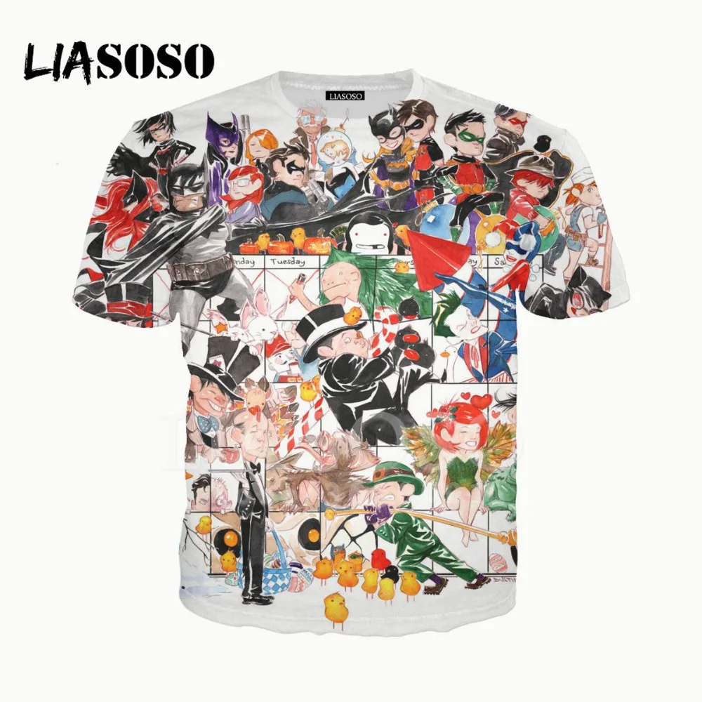

LIASOSO 3D Print Unisex Gotham Superman Batman Flash James Gordon Tshirt Summer O-neck Hip Hop T-shirt Casual Tops X1969