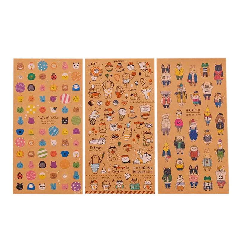 

1Pcs Japanese Kraft Paper Cute Cat Sticker Diary Decorate Scrapbooking Stationery Stickers Supplies