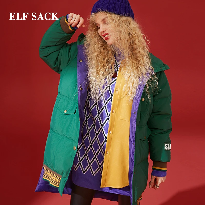 ELFSACK новинка женский пуховик 90% белый утиный пух Женское пальто плотное сплошное