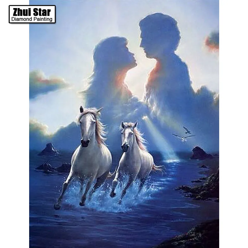 

snow two horse square rhinestone Diamond Embroidery 3d Diy Diamond Painting Handicraft Inlay Mosaic cross stitch crafts