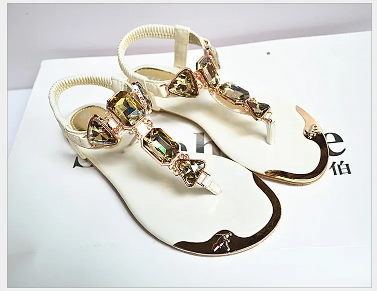 Летний стиль женские босоножки Вьетнамки модная женская обувь на плоской подошве Для женщин молния Женские сандалии-гладиаторы золото белый 938-1 - Цвет: Белый