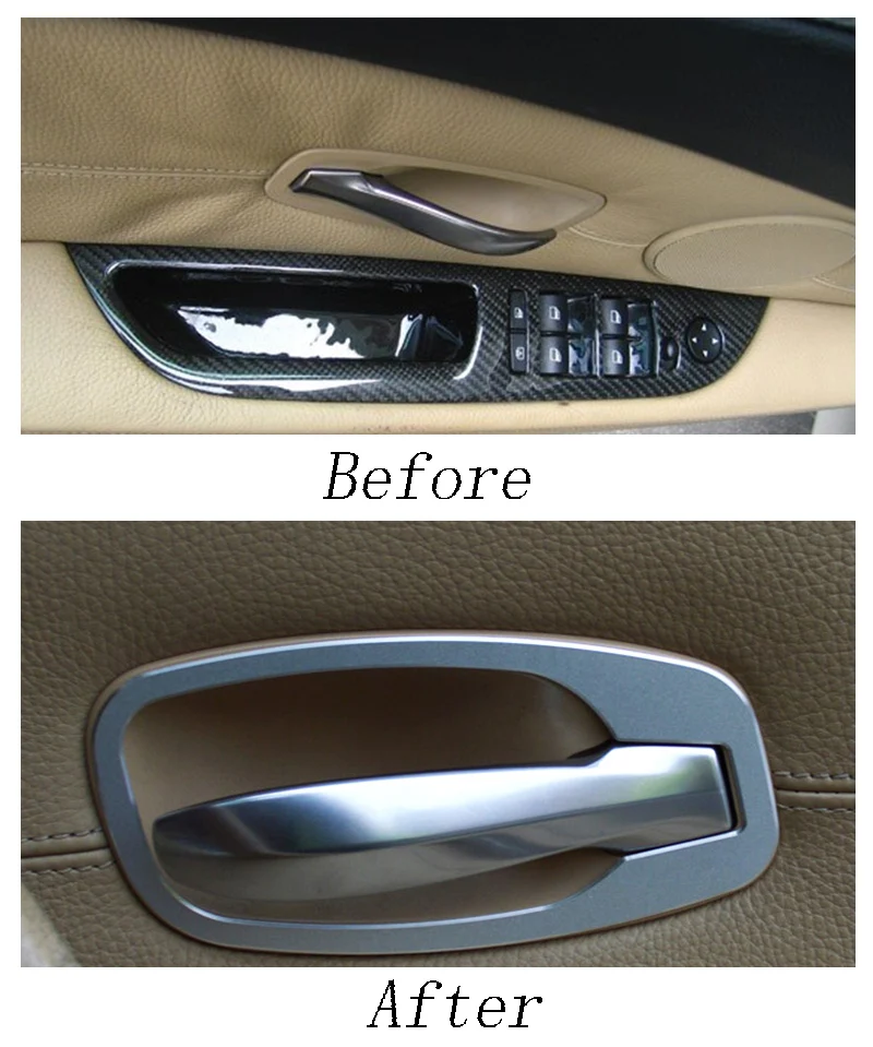 Стайлинга автомобилей интерьера дверные ручки крышки Накладка наклейки для дверного кармана украшения полоски для BMW e60 5 серия 2006-2010 авто аксессуары