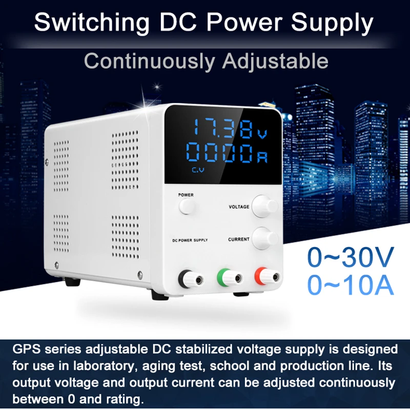

Wanptek Digital SMPS Dc Power Supply 30V 10A Voltage Regulator 0.01V 0.001A Continuous Adjustable Laboratory