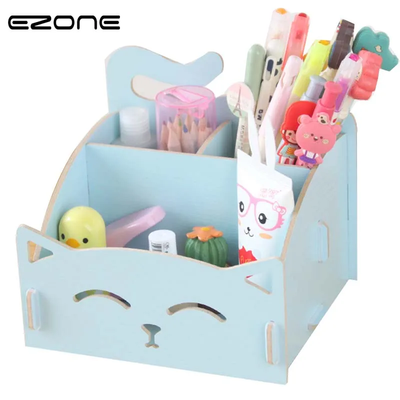

EZONE Candy Color Box For Jewelry Organizer For Cosmetics Cute Cat Office Pen Box Container Desktop Storage Home Office Supplies