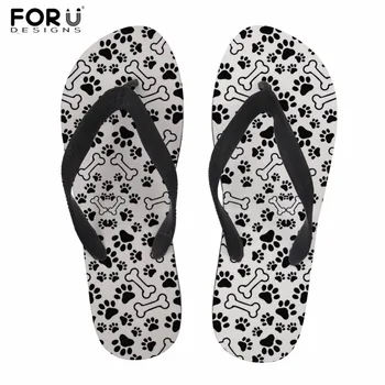 

FORUDESIGNS Shoes Men for Home Dog Paws Bones Summer Flipflops Men Casual Outside Sandals Teen Boys Comfortable Beach Shoes