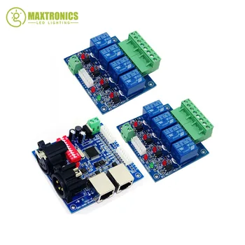 

2x4CH Relay switch dmx512 Controller, 1xDMX512 XRL RJ45, relay output,DMX relay control,4way relay switch(max 10A)