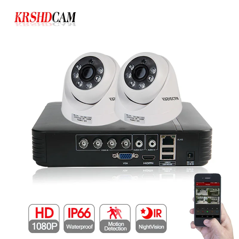 

KRSHDCAM 4CH AHD DVR Security CCTV System 20M IR 2PCS 1080P 3000tvl CCTV Camera home indoor Camera Home Video Surveillance Kit