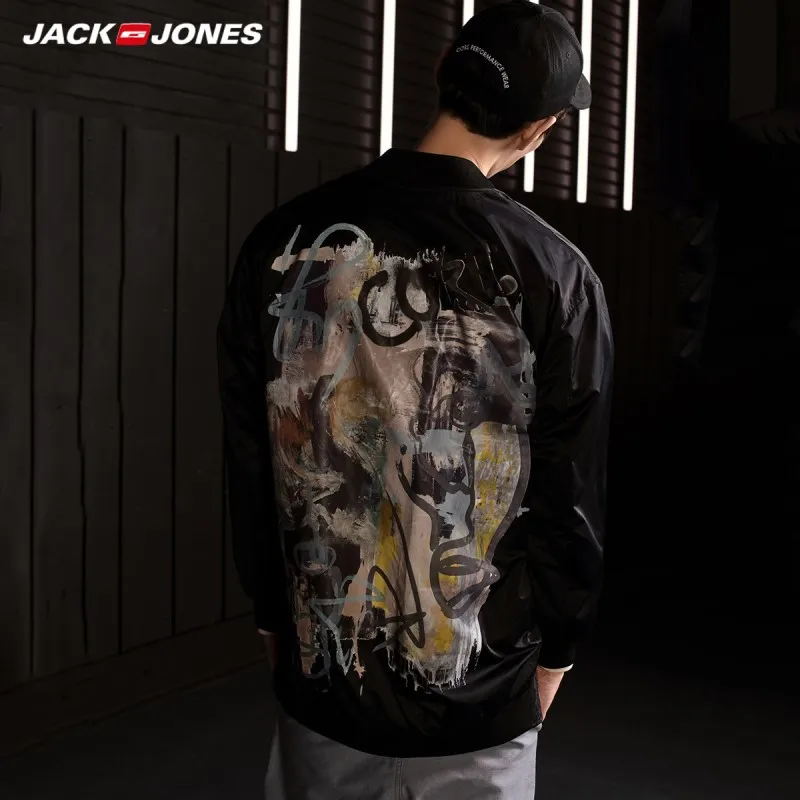 Осень JackJones Мужская крутая бейсбольная куртка с абстрактным принтом уличная