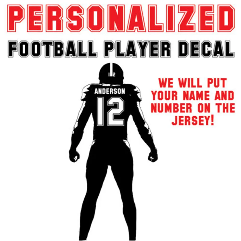 Personalized Football Player Vinyl Wall Decal Custom Name & Number