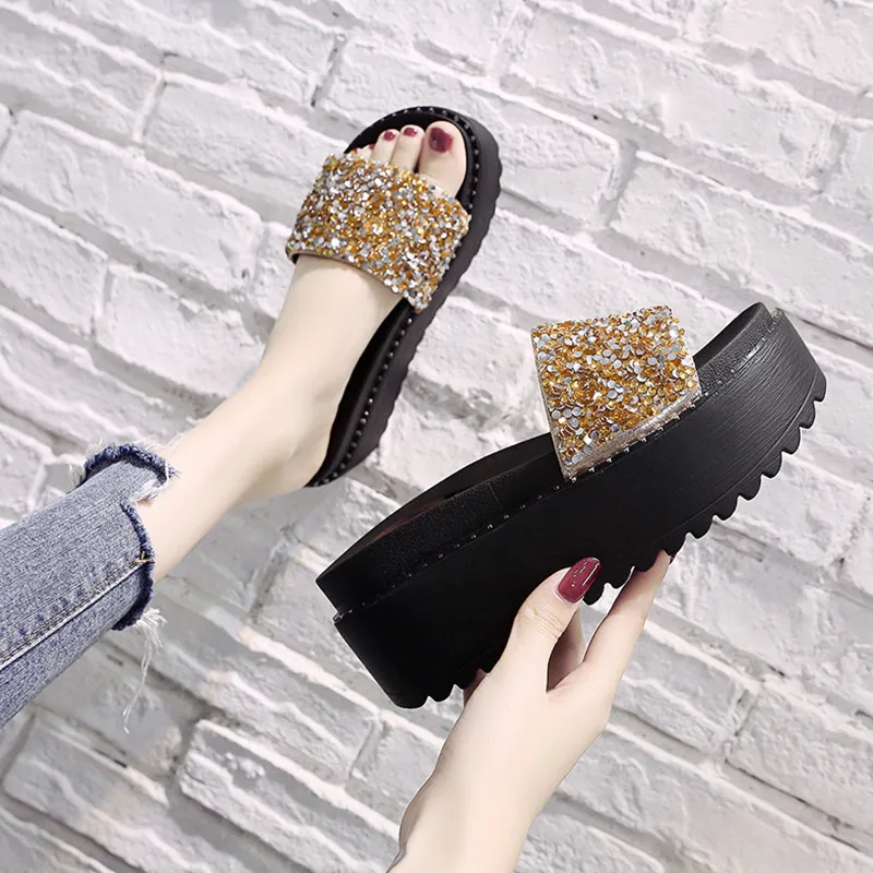 

Loafers Slippers Heels Socofy Shoes Women Platform Designer Slides On A Wedge High Soft Luxury Sliders 2019 Wedges PU Fashion