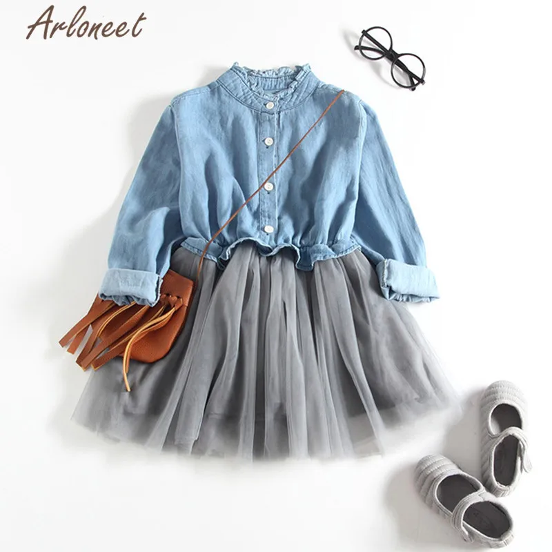 

Arloneet Toddler Baby Girls Dress Fashion Baby Princess Tutu Dress Long Sleeve Children's Dresses 2018 Cowboy Clothing l0126