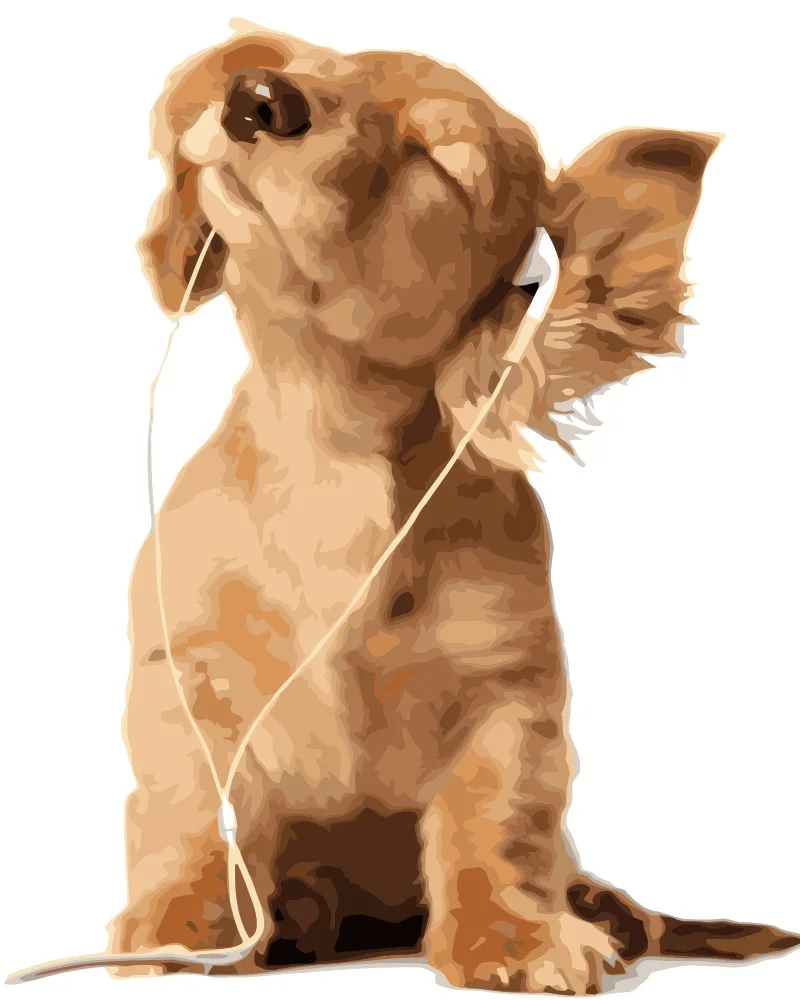 Mahuaf I651 Cool Dog Horen Musik Malerei By Zahlen Tier Hand Bemalte Leinwand Digitale Olgemalde Fur Wohnzimmer Digital Oil Painting Oil Paintingmusic Painting Aliexpress