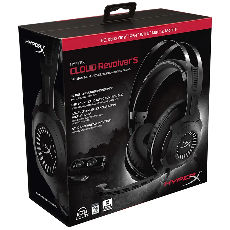 Kingston HyperX наушники Cloud Revolver S игровая гарнитура с объемным звуком Dolby 7,1 электронная Спортивная гарнитура для ПК, PS4, PS4 PRO