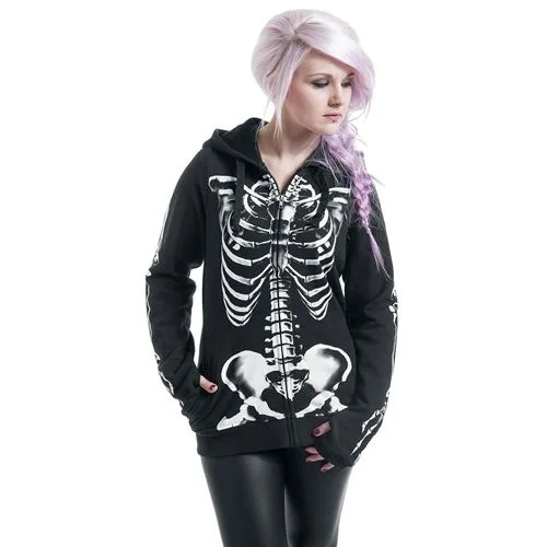 Women Hoodies Punk Moon Letters Skull Print Sweatshirts Spring Autumn Long Sleeve Black Jacket Zipper Coat 2018 Fashion Hip Hop