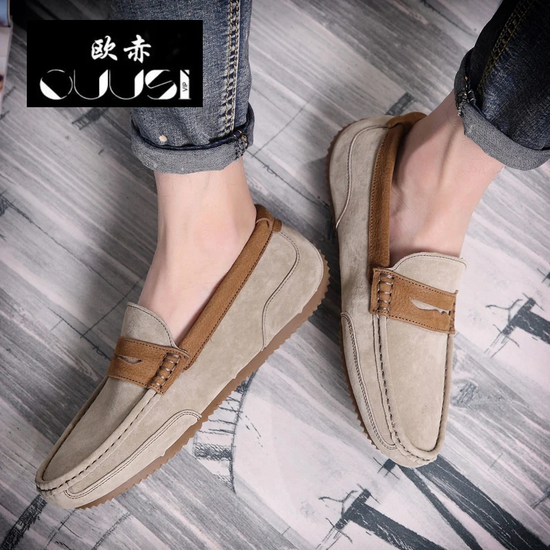 Redonda Dos Couro Homens Ervilhas Maré 2019 Cabeça Sapatos gray Pé Coreana Versão Nova black Preguiçoso Primavera Um De Inglaterra Casuais Do Selvagem Khaki SS84q0