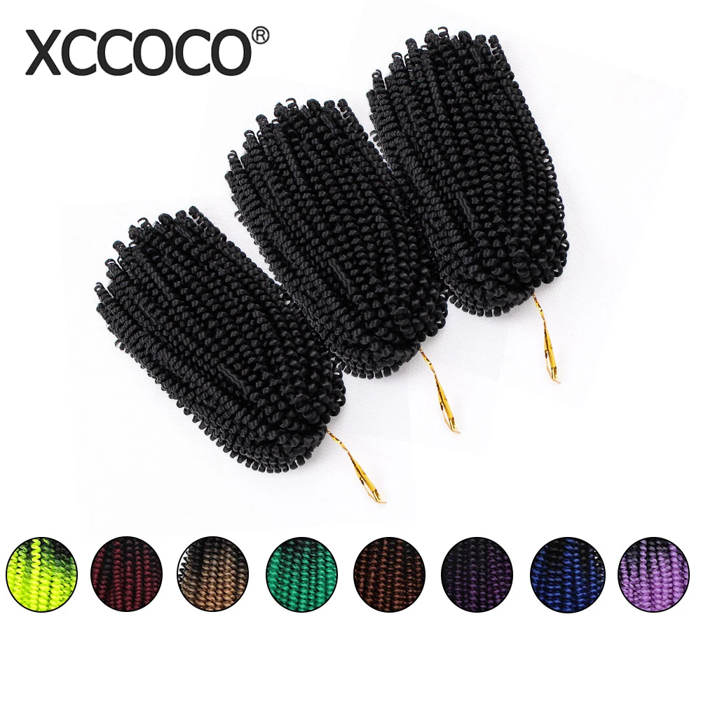 

XCCOCO Spring Twist Hair Ombre Braiding Crochet Braids Synthetic Hair Extensions Braids Twists 8 inch 30 strands/pack