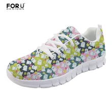 FORUDESIGNS/модные повседневные кроссовки для девочек на плоской подошве; брендовая дизайнерская обувь с принтом в виде призраков; женская прогулочная обувь для отдыха; женская сетчатая обувь