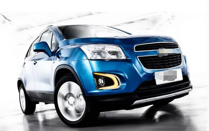 1 комплект для Chevrolet TRAX Chevy светодиодный DRL дневные ходовые огни дневной свет с желтым поворотным сигналом и отверстием противотуманной фары