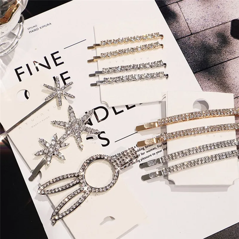 Simple Shiny Crystal Rhinestones Hairpins Barrettes Snowflake Rabbit Shape Hair Clips Hairstyle Styling Tool Hair Accessories