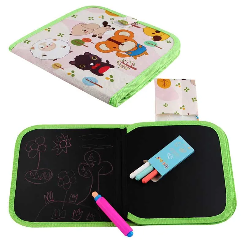 

Children Portable Cartoon Drawing Board Innovative Toy Color Chalk Cloth Book Baby Early Education Enlightenment Learning Graffi