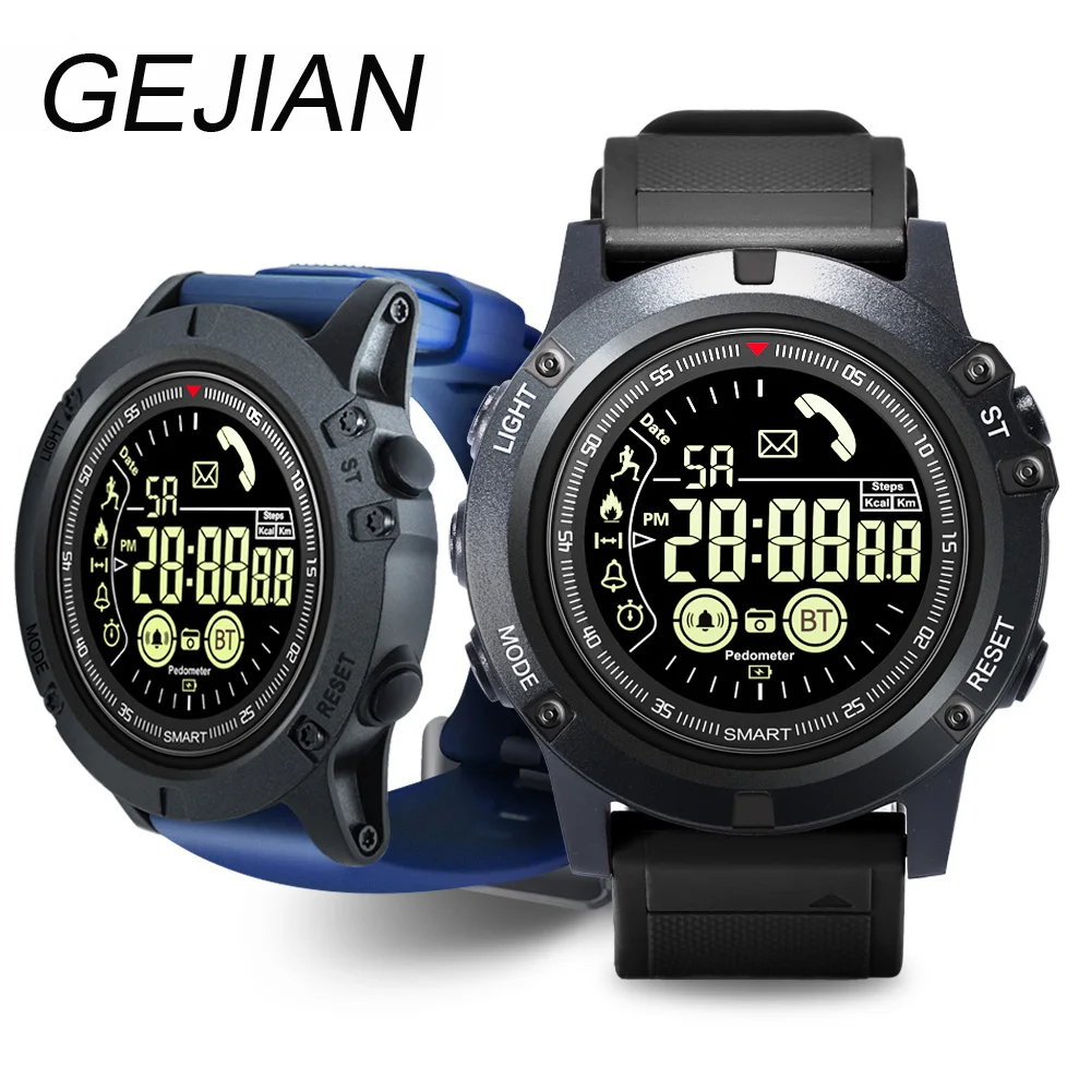 

GEJIAN men's smart watch Bluetooth smart bracelet call SMS reminder IP67 waterproof stopwatch fitness tracker sports pedometer