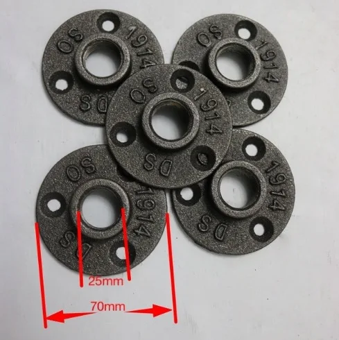 

16Pieces Cast Iron Industrial Pipes Flange Wall Base Pipe Support Base (-DN20-3/4''Pipe Hole ID:25MM )