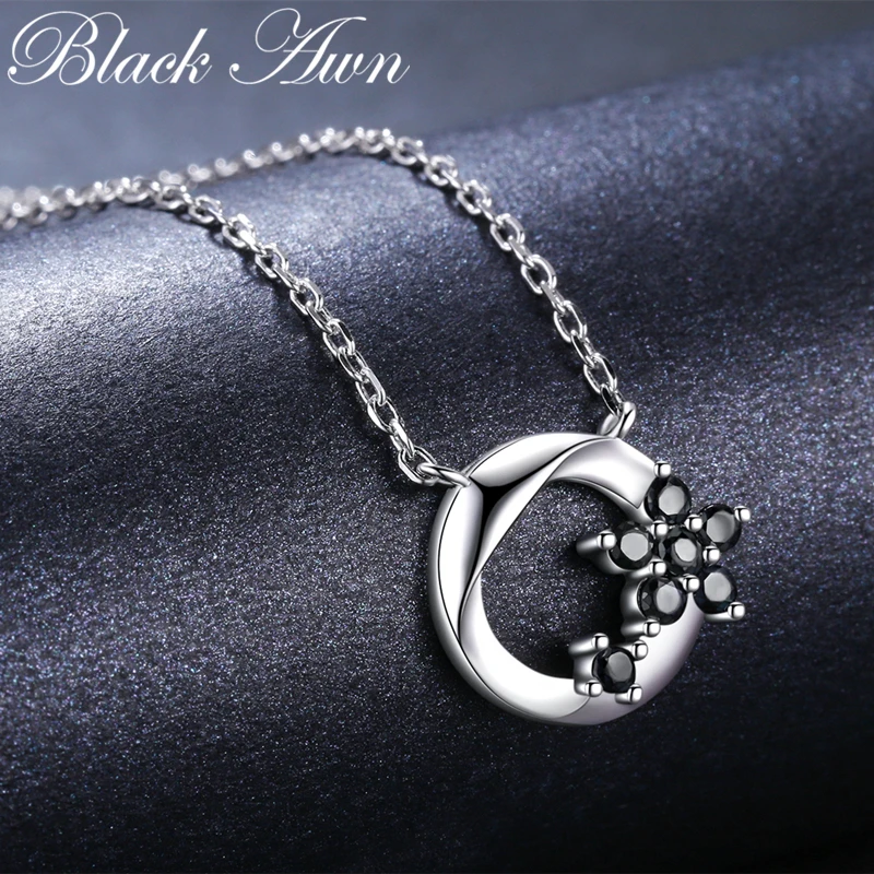 Черный Аун Лидер продаж 925 пробы Серебряный цветок кулон ожерелье для женщин Стерлинговое серебро ювелирные изделия K036
