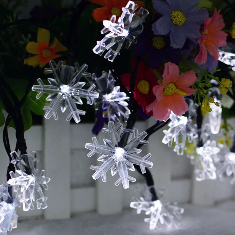 20/30 LED Snowflake Shaped Led Solar Light for Outdoor Garden Christmas Tree Decorations New Year's Day Lighting String HG-45 20/30 LED Snowflake Shaped Led Solar Light for Outdoor Garden Christmas Tree Decorations New Year's Day Lighting String HG-45