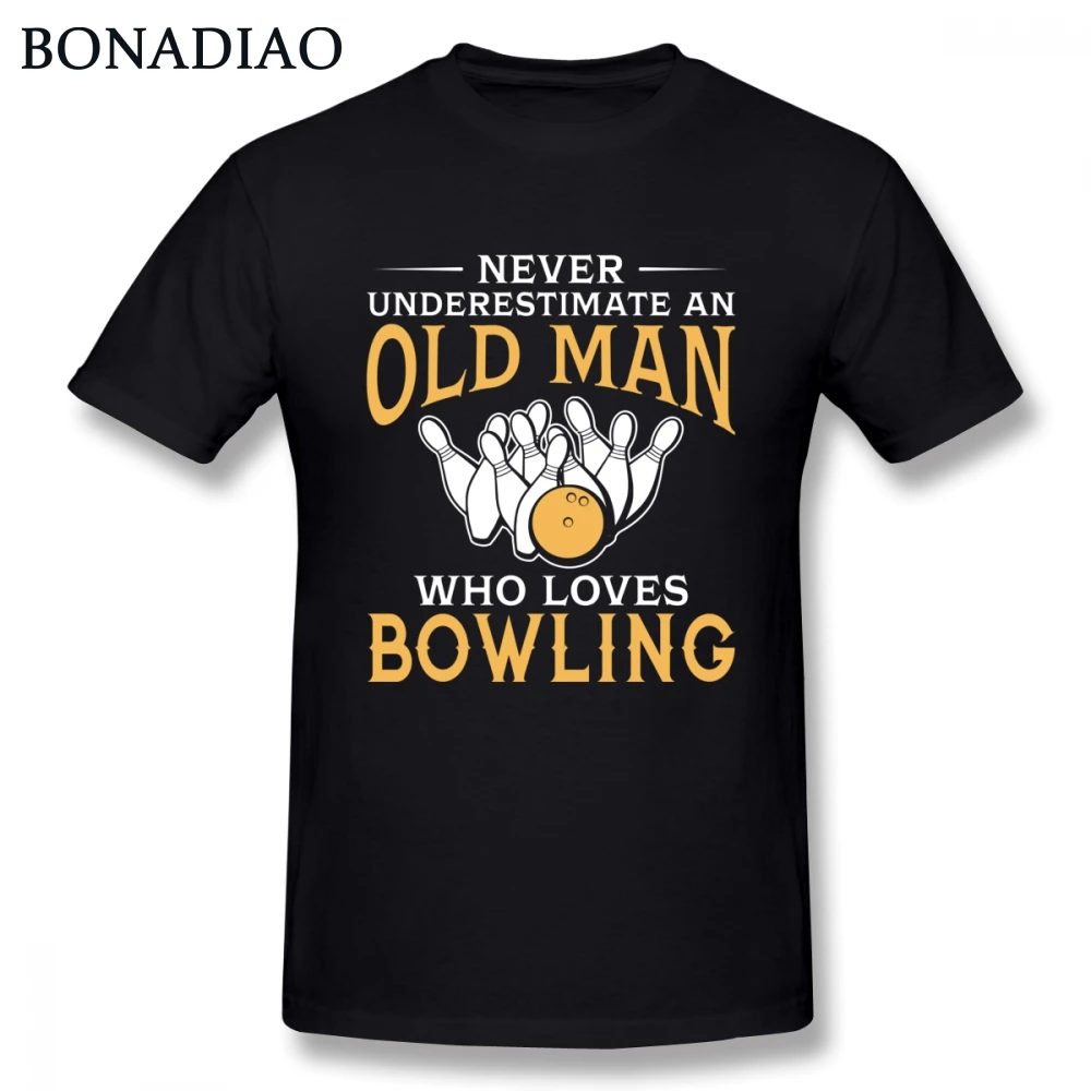 Plus szie Nice Short-sleeved Never Underestimate An Old Man Who Loves Bowling T Shirt New Short Sleeve | Мужская одежда
