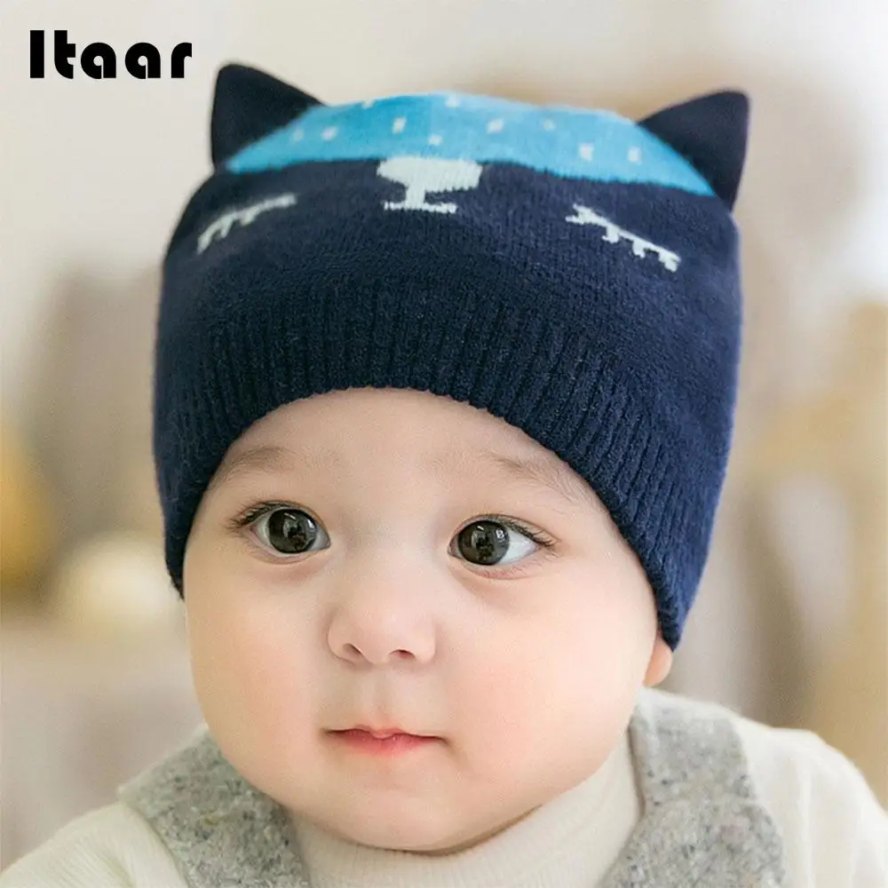 

Knitting Bonnet Cap Kids Gifts Toddler Protection Lovely Cartoon Breathable