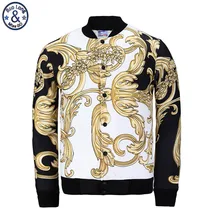 Mr.BaoLong Harajuku Spring Autumn Mens Tops Jackets 3D Printed Gold Pteris pattern Vintage Casual Coat Hip Hop Jacket NJ19