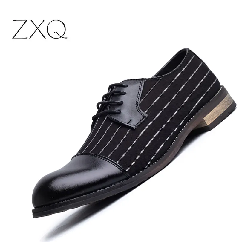 Новая мода полосой простой Дизайн из искусственной кожи Обувь в деловом стиле Повседневная Мужская обувь Обувь на плоской подошве на