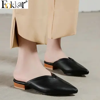 

Eokkar 2019women Pointed Toe Mules Shoes Low Heel Slipper Slingback Loafers Slip on Women Pumps Ladies Shoes Pumps Size 34-45