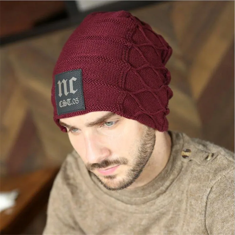 

Men's Skullies Hat Bonnet Winter Beanie Knitted Wool Hat Plus Velvet Cap Thicker Mask Fringe Ski Sports Beanies Hats for men
