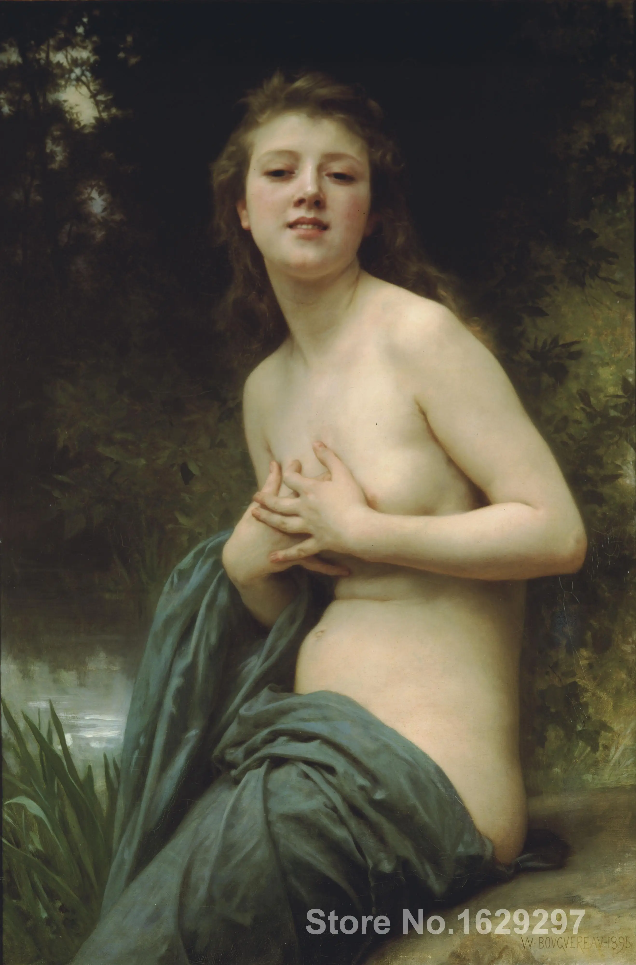 

Portrait Woman painting William Adolphe Bouguereau Spring Breeze handmade canvas art High quality